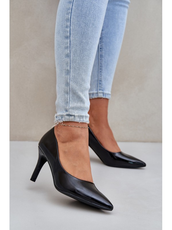 Aukštakulniai iš lakuotos eko odos, juodi, „Sanalitia“ 2