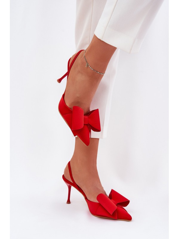 Red High Heels With Open Heels And Bow Eklevia 2