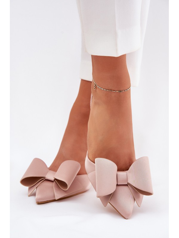 Heels With Open Heels And Bow Beige Eklevia 2
