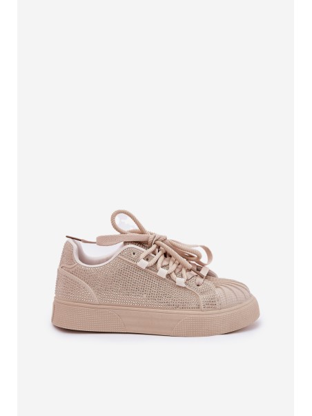 Women's sneakers with decoration on platform beige Eanneth