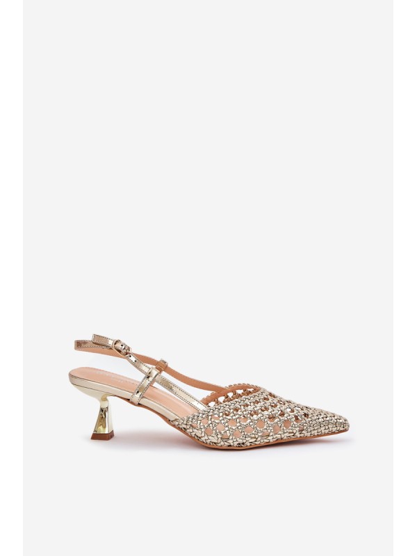 Stiletto Heels With Pointed Toe And Open Heel Gold Umirana