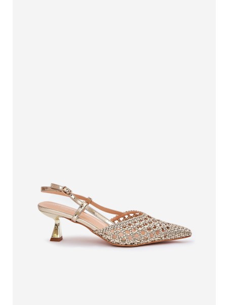 Stiletto Heels With Pointed Toe And Open Heel Gold Umirana
