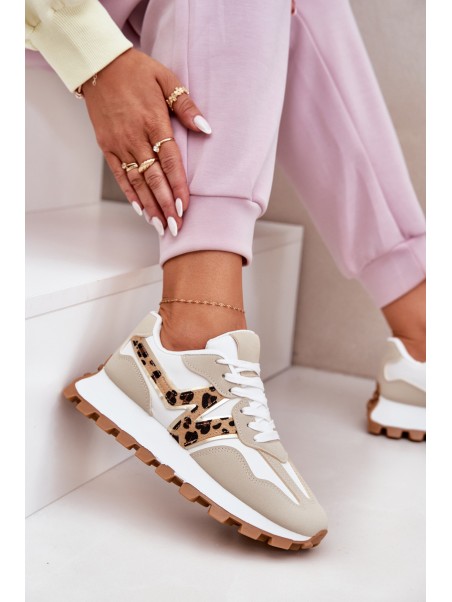 Sneakers Sports Shoes Women's Leopard Beige Kalelia