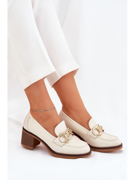 Women's Shoes With Golden Detail On Heel Beige Draciela