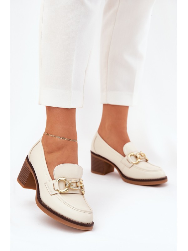 Women's Shoes With Golden Detail On Heel Beige Draciela