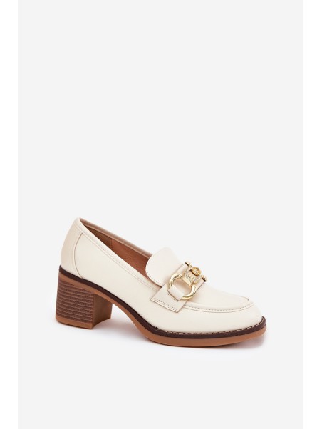 Women's Shoes With Golden Detail On Heel Beige Draciela