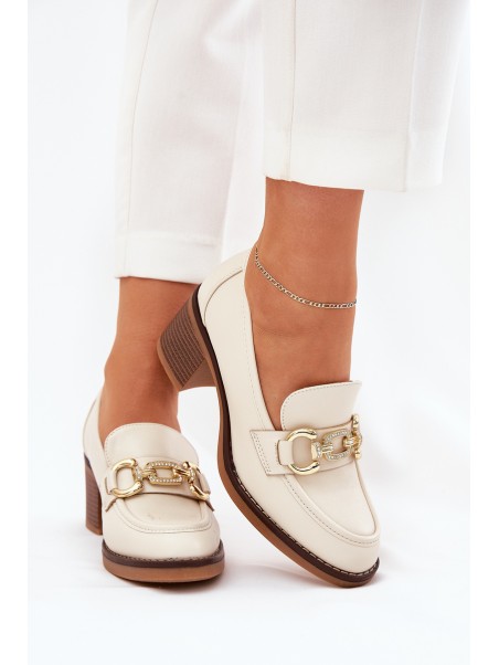 Women's Shoes With Golden Detail On Heel Beige Draciela