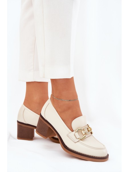 Women's Shoes With Golden Detail On Heel Beige Draciela