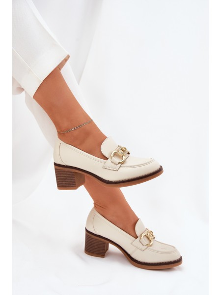 Women's Shoes With Golden Detail On Heel Beige Draciela