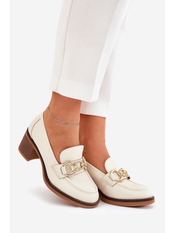 Women's Shoes With Golden Detail On Heel Beige Draciela