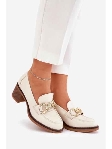 Women's Shoes With Golden Detail On Heel Beige Draciela