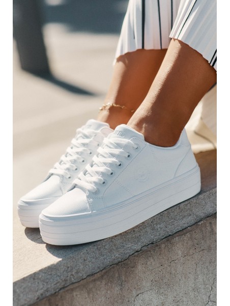 Eco leather women's sneakers on platform Big Star RR274298 white