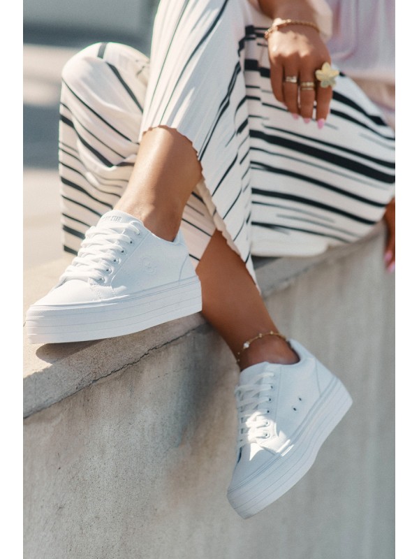 Eco leather women's sneakers on platform Big Star RR274298 white