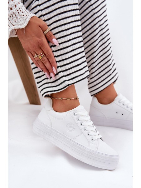 Eco leather women's sneakers on platform Big Star RR274298 white