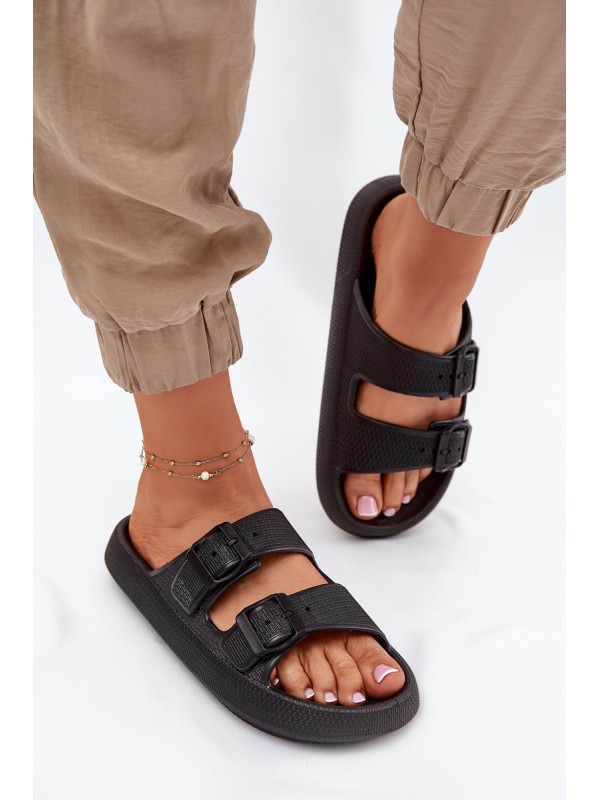 Women's Platform Sandals With Buckles Black Nitiana