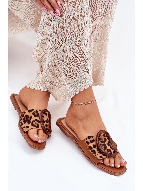 Flat Women's Slippers With Decorative Buckle Leopard Luwam Flat Women's Slippers With Decorative Buckle Leopard Luwam