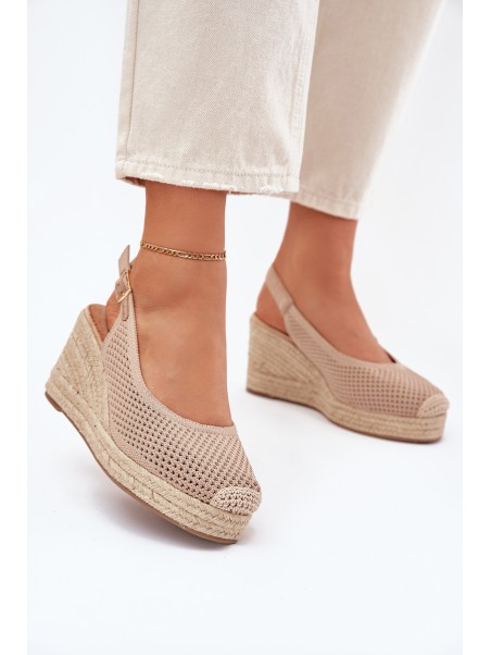 Wedge Sandals For Women With Braiding Dark Beige Tulliata
