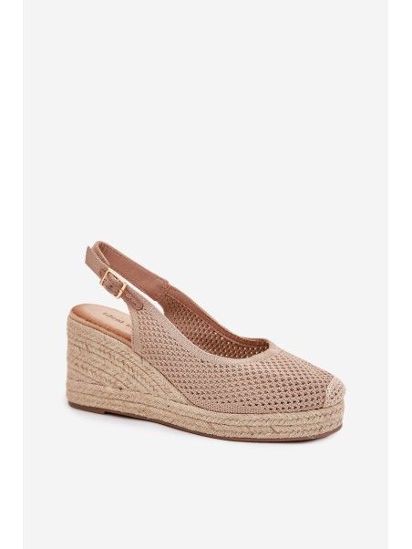 Wedge Sandals For Women With Braiding Dark Beige Tulliata