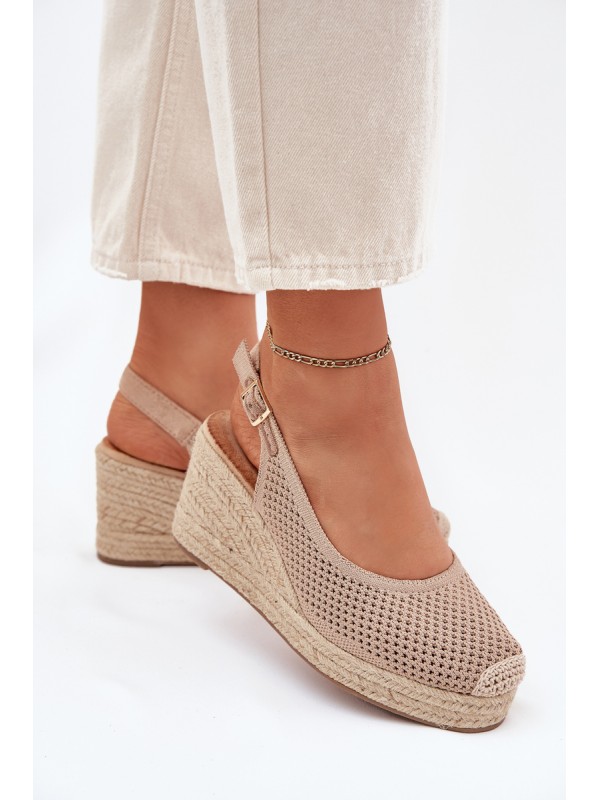Wedge Sandals For Women With Braiding Dark Beige Tulliata