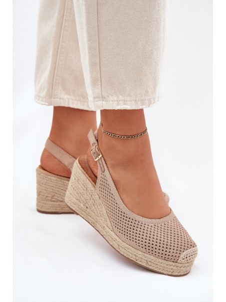 Wedge Sandals For Women With Braiding Dark Beige Tulliata