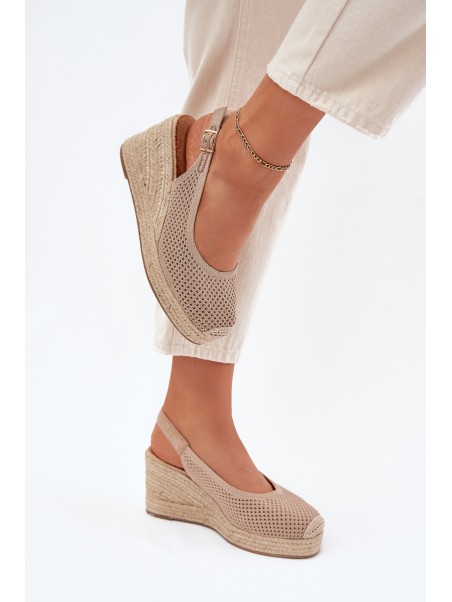 Wedge Sandals For Women With Braiding Dark Beige Tulliata