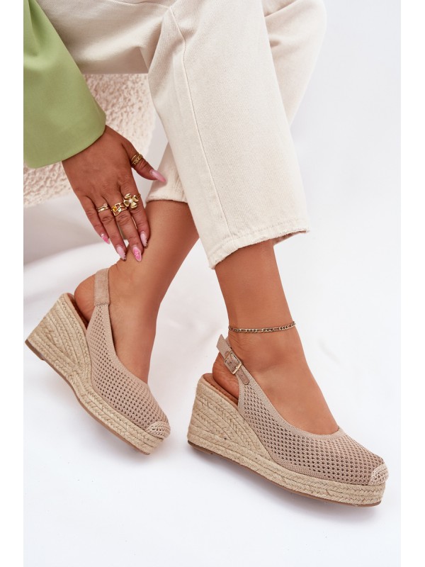 Wedge Sandals For Women With Braiding Dark Beige Tulliata