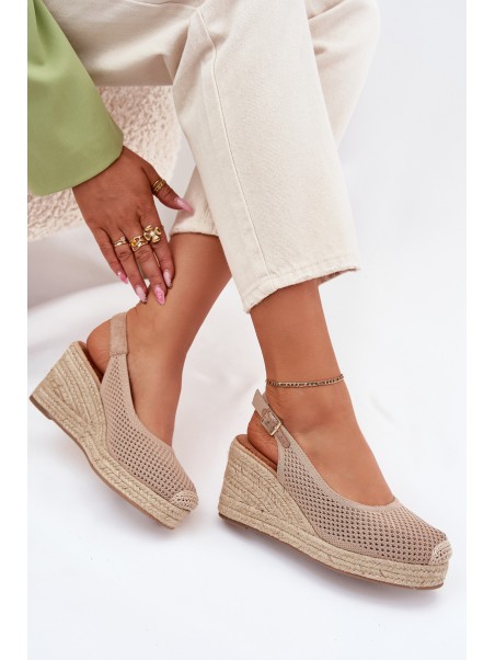 Wedge Sandals For Women With Braiding Dark Beige Tulliata