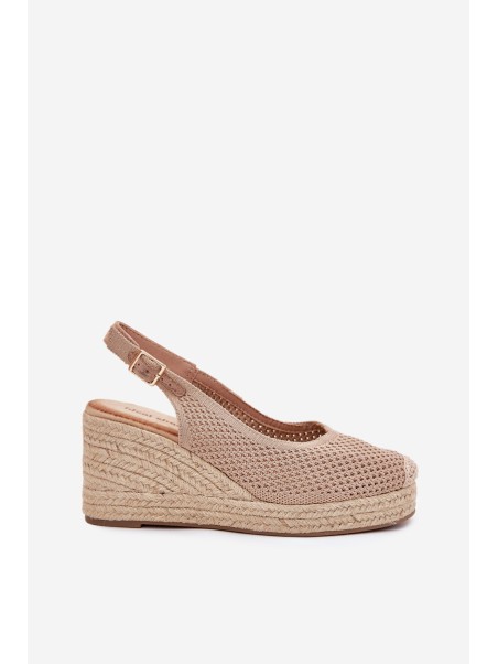 Wedge Sandals For Women With Braiding Dark Beige Tulliata