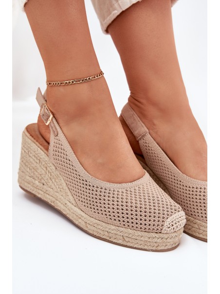 Wedge Sandals For Women With Braiding Dark Beige Tulliata