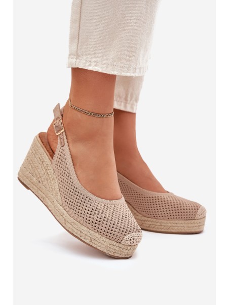 Wedge Sandals For Women With Braiding Dark Beige Tulliata