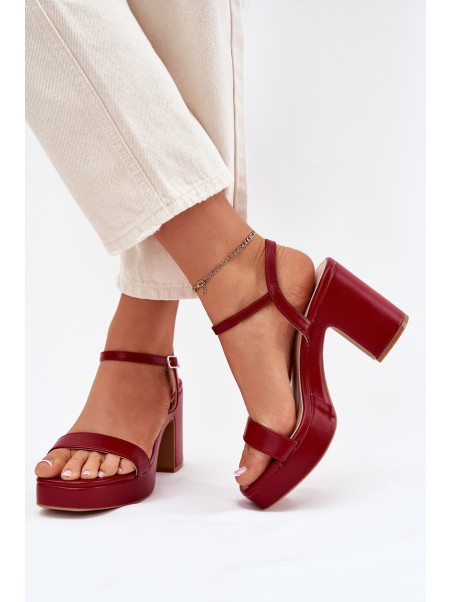 Eco Leather Heeled Sandals Burgundy Lillita