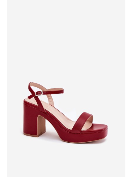 Eco Leather Heeled Sandals Burgundy Lillita