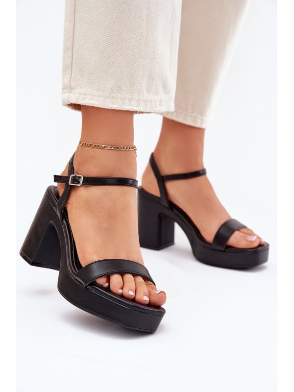 Eco Leather Heeled Sandals Black Lillita