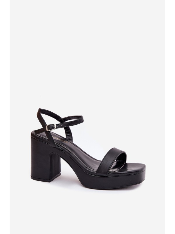 Eco Leather Heeled Sandals Black Lillita