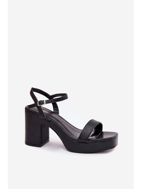 Eco Leather Heeled Sandals Black Lillita