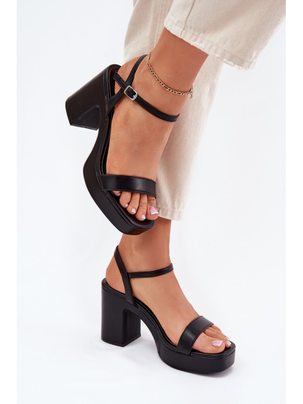 Eco Leather Heeled Sandals Black Lillita