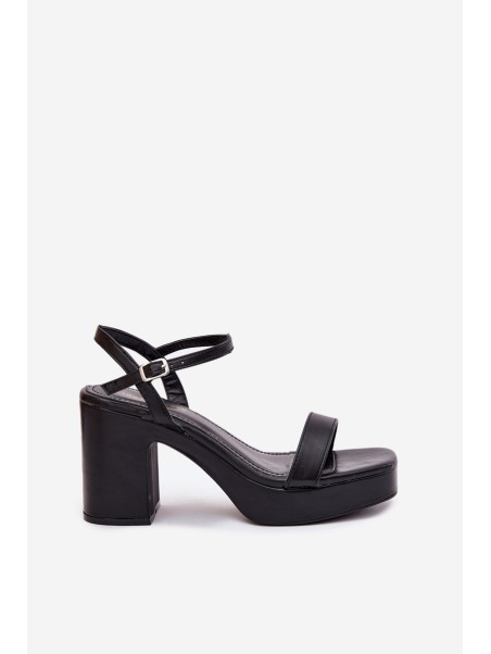 Eco Leather Heeled Sandals Black Lillita