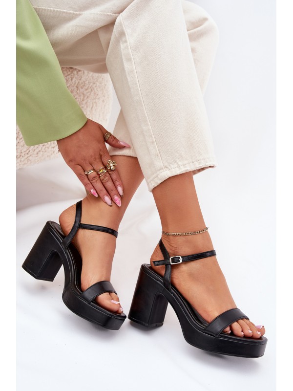 Eco Leather Heeled Sandals Black Lillita