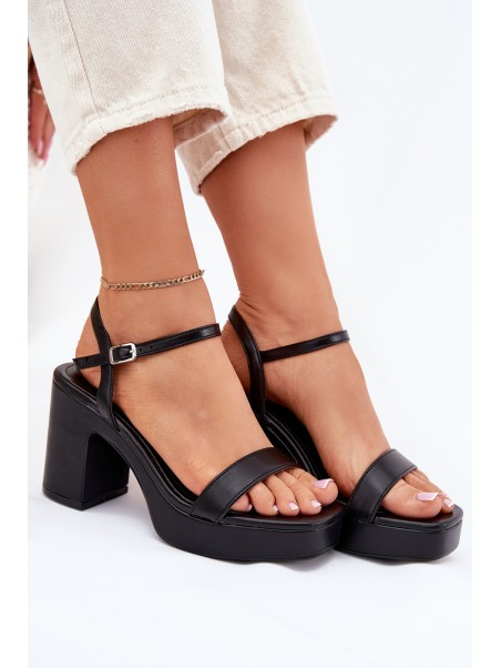 Eco Leather Heeled Sandals Black Lillita
