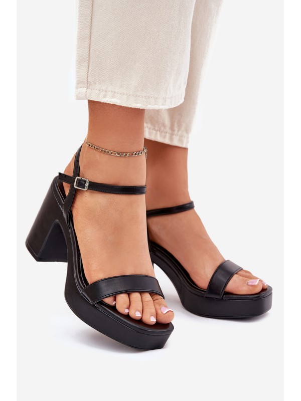 Eco Leather Heeled Sandals Black Lillita