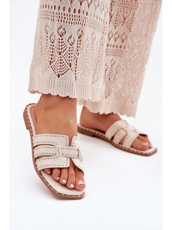 Embellished flat sandals beige Anniles 2