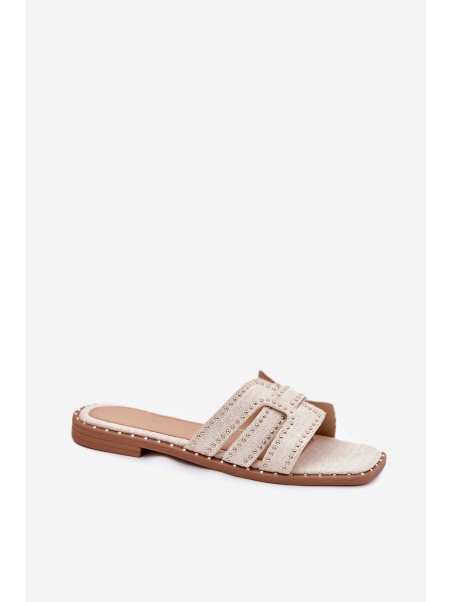 Embellished flat sandals beige Anniles