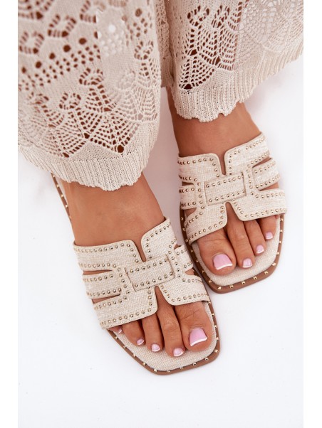 Embellished flat sandals beige Anniles