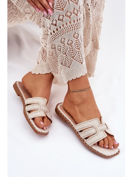Embellished flat sandals beige Anniles
