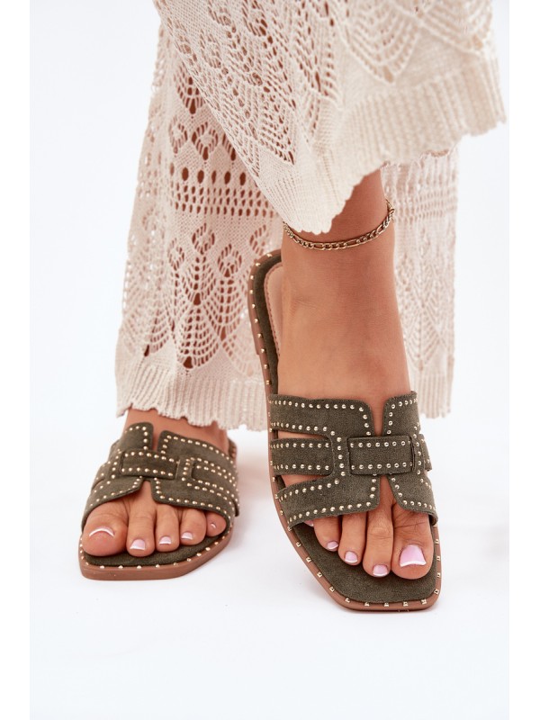 Embellished Flat Sandals Green Anniles 2