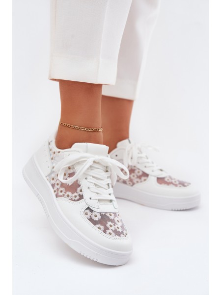 Mesh Women's Sneakers Daisies White Jenithra