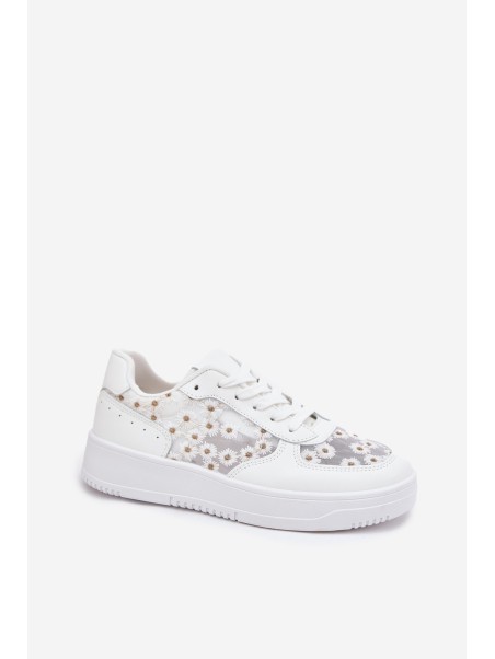 Mesh Women's Sneakers Daisies White Jenithra