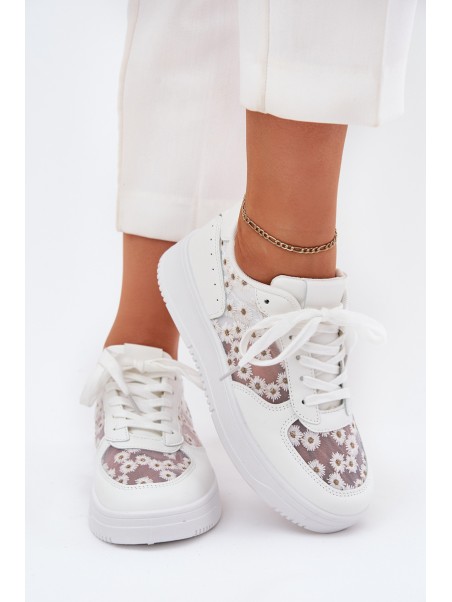 Mesh Women's Sneakers Daisies White Jenithra