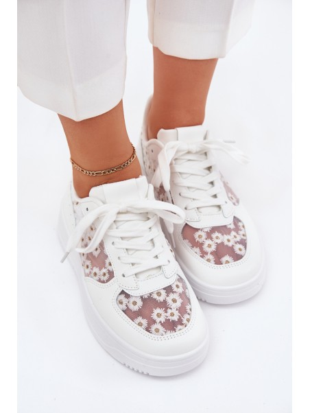 Mesh Women's Sneakers Daisies White Jenithra