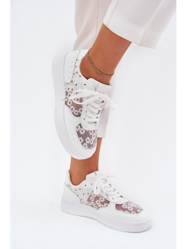 Mesh Women's Sneakers Daisies White Jenithra